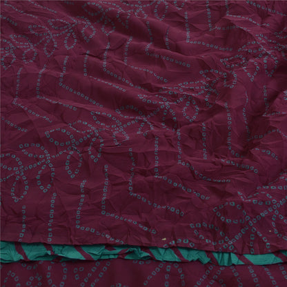 Sanskriti Vintage Sarees Pure Georgette Purple & Blue Bandhani 6Yd Gujrat Sari