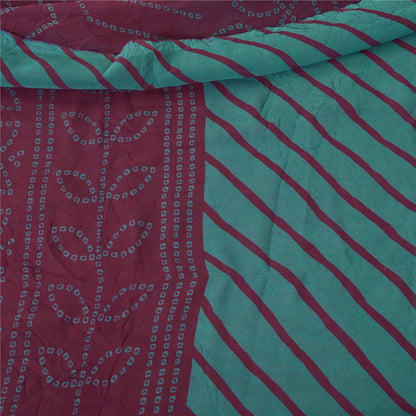 Sanskriti Vintage Sarees Pure Georgette Purple & Blue Bandhani 6Yd Gujrat Sari