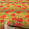 Sanskriti Vintage Sarees Yellow Pure Georgette Silk Printed Sari Craft Sustainable Fabric