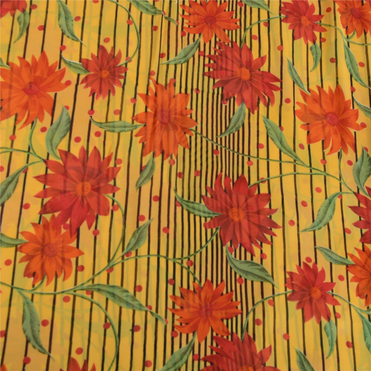 Sanskriti Vintage Sarees Yellow Pure Georgette Silk Printed Sari Craft Sustainable Fabric