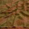 Sanskriti Vintage Sarees Brown/Green Pure Chiffon Printed Sari 5yd Craft Sustainable Fabric