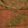 Sanskriti Vintage Sarees Brown/Green Pure Chiffon Printed Sari 5yd Craft Sustainable Fabric