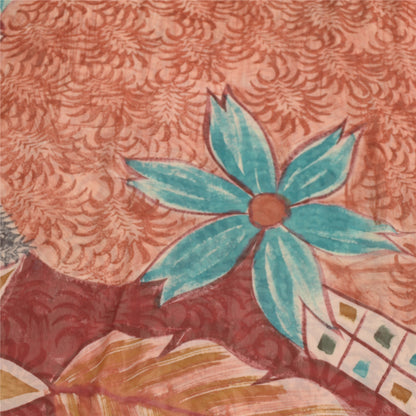 Sanskriti Vintage Red Indian Sarees Pure Georgette Silk Print Sari Craft Fabric
