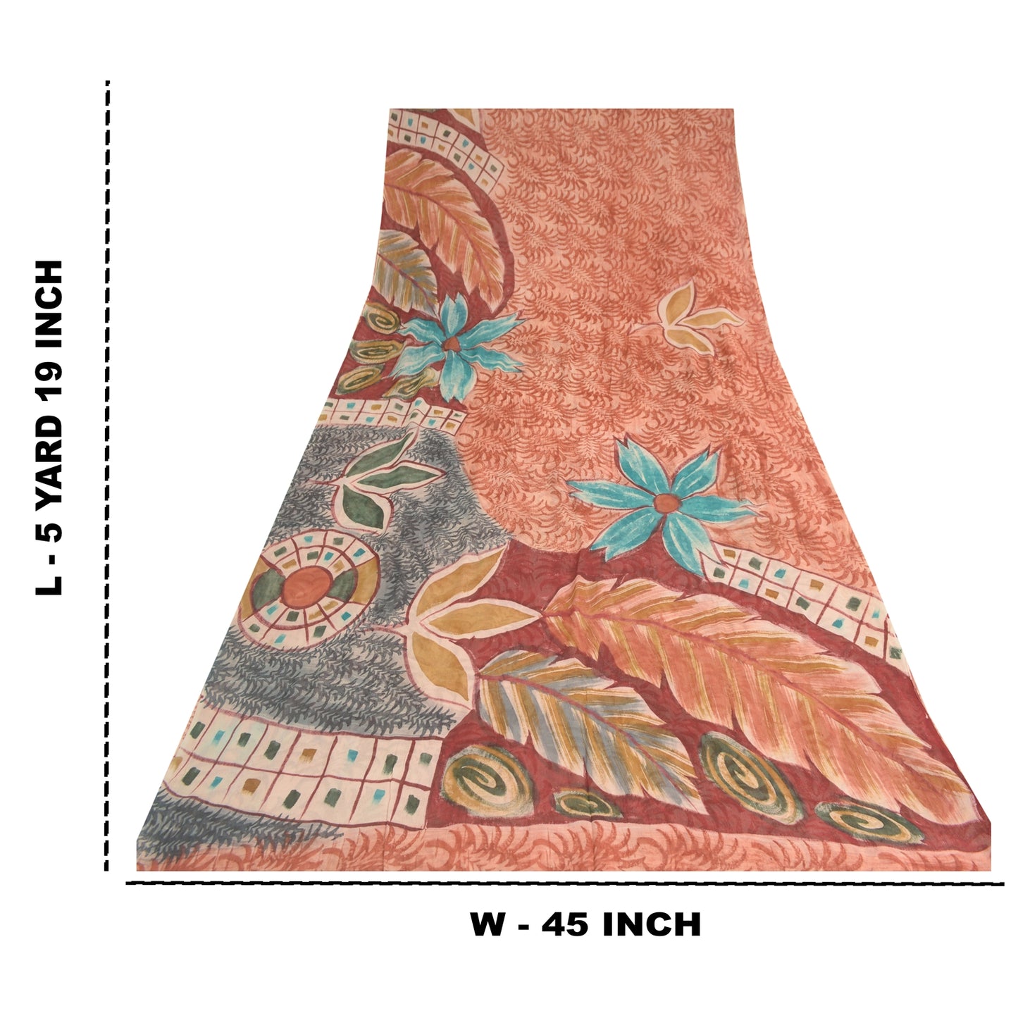 Sanskriti Vintage Red Indian Sarees Pure Georgette Silk Print Sari Craft Fabric