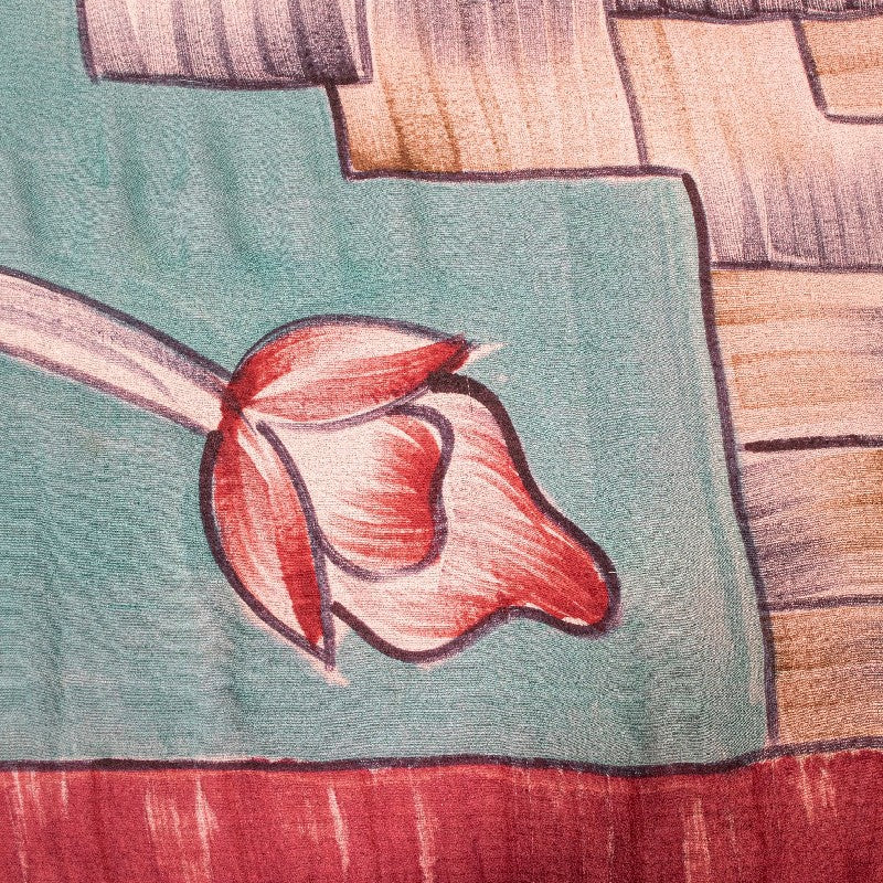 Sanskriti Vintage Pink/Blue Sarees Pure Georgette Silk Printed Sari Craft Sustainable Fabric