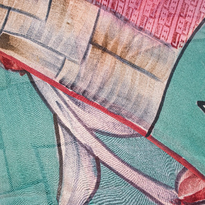 Sanskriti Vintage Pink/Blue Sarees Pure Georgette Silk Printed Sari Craft Sustainable Fabric