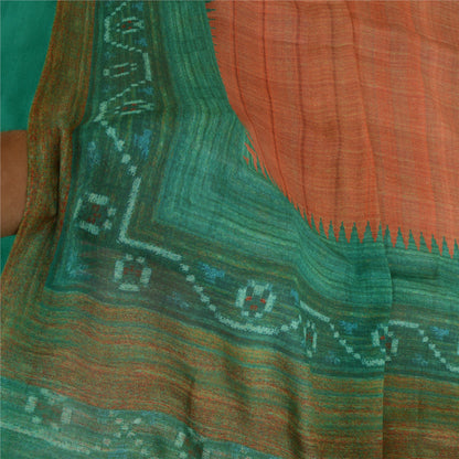 Sanskriti Vintage Sarees From India Orange Georgette Printed Sari Craft Sustainable Fabric