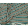 Sanskriti Vintage Sarees Green/Brown Hand Block Pure Georgette Print Sari Fabric