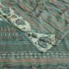 Sanskriti Vintage Sarees Green/Brown Hand Block Pure Georgette Print Sari Fabric