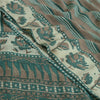 Sanskriti Vintage Sarees Green/Brown Hand Block Pure Georgette Print Sari Fabric