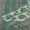 Sanskriti Vintage Sarees Green/Brown Hand Block Pure Georgette Print Sari Fabric