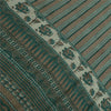 Sanskriti Vintage Sarees Green/Brown Hand Block Pure Georgette Print Sari Fabric