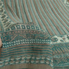 Sanskriti Vintage Sarees Green/Brown Hand Block Pure Georgette Print Sari Fabric