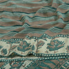 Sanskriti Vintage Sarees Green/Brown Hand Block Pure Georgette Print Sari Fabric