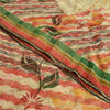 Sanskriti Vintage Sarees Cream Zari Work Pure Georgette Print Sari Craft Sustainable Fabric