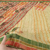 Sanskriti Vintage Sarees Cream Zari Work Pure Georgette Print Sari Craft Sustainable Fabric