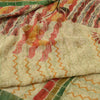 Sanskriti Vintage Sarees Cream Zari Work Pure Georgette Print Sari Craft Sustainable Fabric