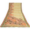 Sanskriti Vintage Sarees Cream Zari Work Pure Georgette Print Sari Craft Sustainable Fabric
