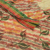 Sanskriti Vintage Sarees Cream Zari Work Pure Georgette Print Sari Craft Sustainable Fabric
