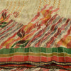 Sanskriti Vintage Sarees Cream Zari Work Pure Georgette Print Sari Craft Sustainable Fabric