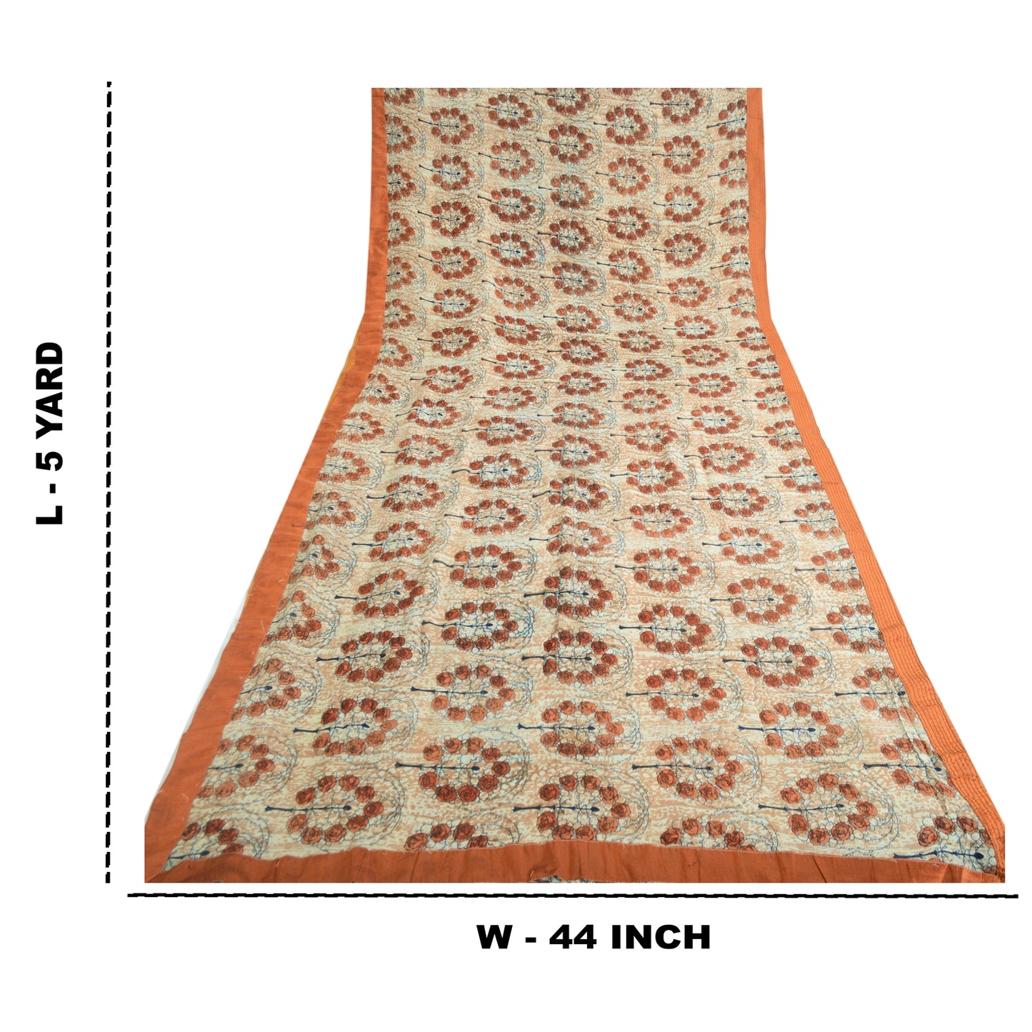 Sanskriti Vintage Sarees Peach Pure Georgette Silk Printed Sari 5yd Craft Sustainable Fabric