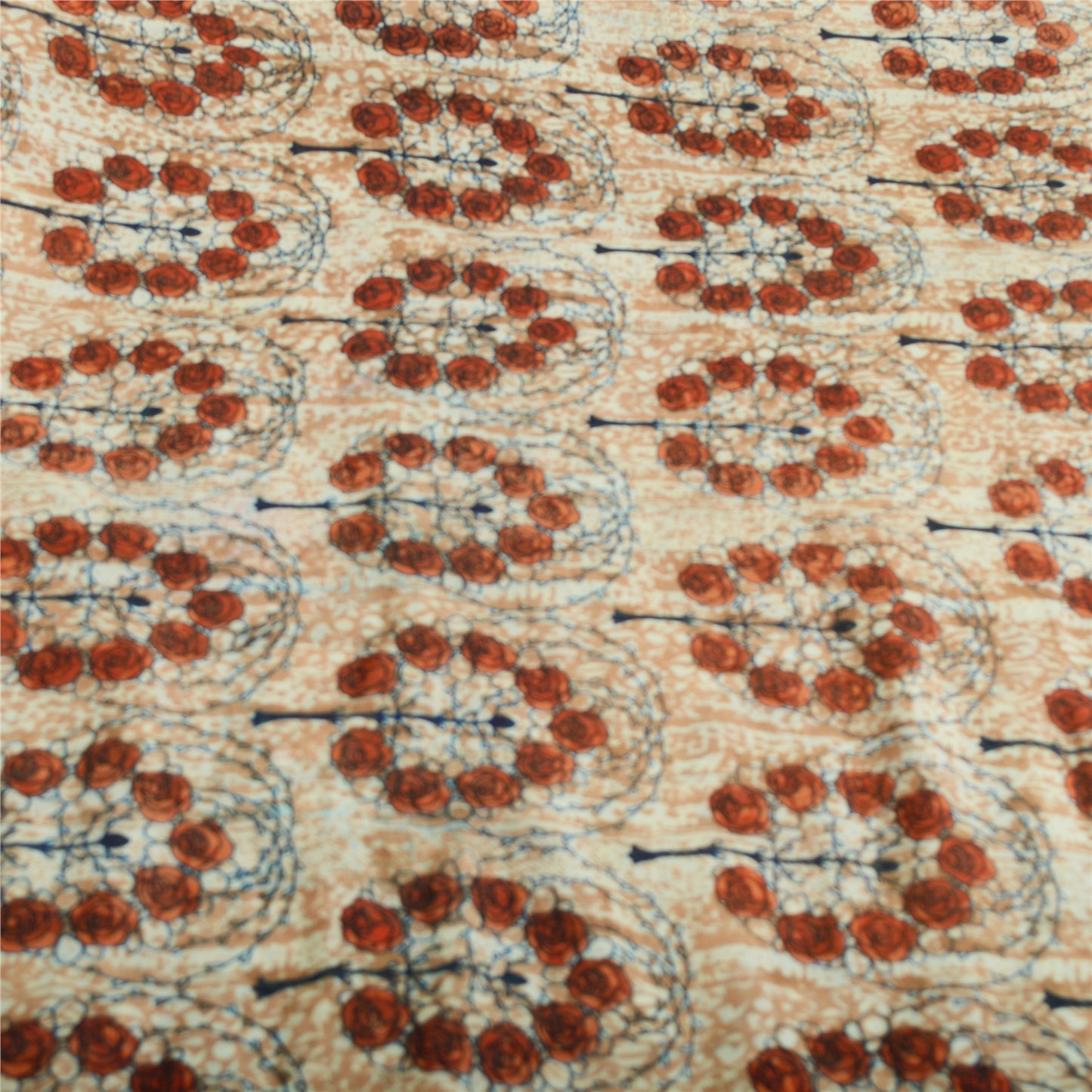 Sanskriti Vintage Sarees Peach Pure Georgette Silk Printed Sari 5yd Craft Sustainable Fabric