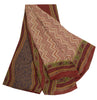 Sanskriti Vintage Sarees Pink/Red Pure Georgette Silk Printed Sari Craft Sustainable Fabric