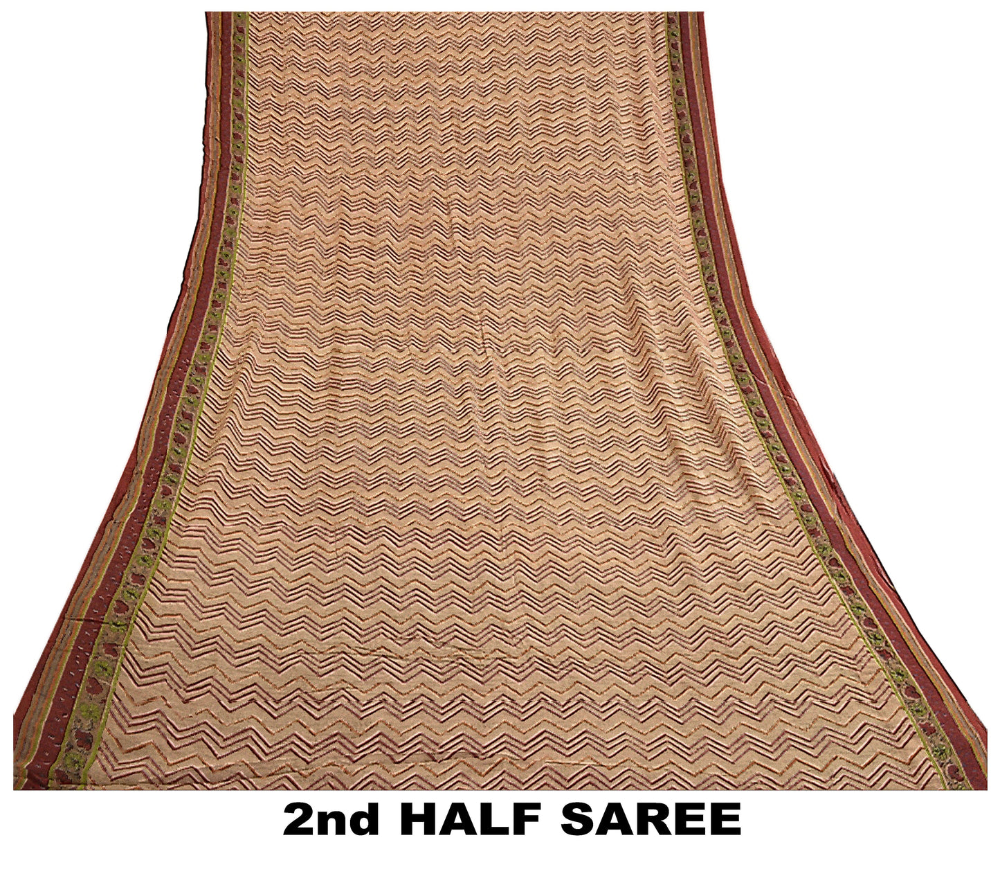 Sanskriti Vintage Sarees Pink/Red Pure Georgette Silk Printed Sari Craft Sustainable Fabric