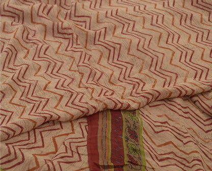 Sanskriti Vintage Sarees Pink/Red Pure Georgette Silk Printed Sari Craft Sustainable Fabric