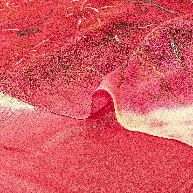 Sanskriti Vintage Sarees Red TieDye Pure Georgette Silk Print Sari Craft Sustainable Fabric