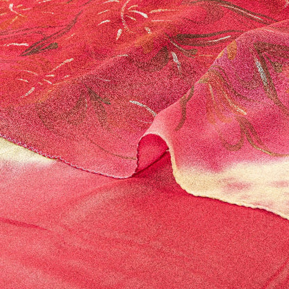 Sanskriti Vintage Sarees Red TieDye Pure Georgette Silk Print Sari Craft Sustainable Fabric