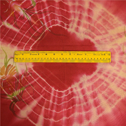 Sanskriti Vintage Sarees Red TieDye Pure Georgette Silk Print Sari Craft Sustainable Fabric