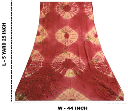 Sanskriti Vintage Sarees Red TieDye Pure Georgette Silk Print Sari Craft Sustainable Fabric
