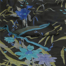 Load image into Gallery viewer, Sanskriti Vintage Black Sarees Pure Georgette Silk Printed Sari Craft Fabric
