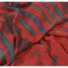Sanskriti Vintage Sarees Red/Blue Pure Georgette Silk Printed Sari Craft Sustainable Fabric