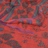 Sanskriti Vintage Sarees Red/Blue Pure Georgette Silk Printed Sari Craft Sustainable Fabric