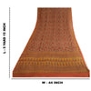 Sanskriti Vintage Sarees Orange/Green Pure Chiffon Silk Print Sari Craft Sustainable Fabric
