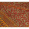 Sanskriti Vintage Sarees Orange/Green Pure Chiffon Silk Print Sari Craft Sustainable Fabric