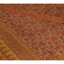 Load image into Gallery viewer, Sanskriti Vintage Sarees Orange/Green Pure Chiffon Silk Print Sari Craft Fabric
