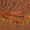 Sanskriti Vintage Sarees Orange/Green Pure Chiffon Silk Print Sari Craft Sustainable Fabric