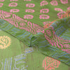 Sanskriti Vintage Sarees Green Pure Georgette Block Print Sari 5+YD Craft Fabric