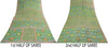 Sanskriti Vintage Sarees Green Pure Georgette Block Print Sari 5+YD Craft Fabric