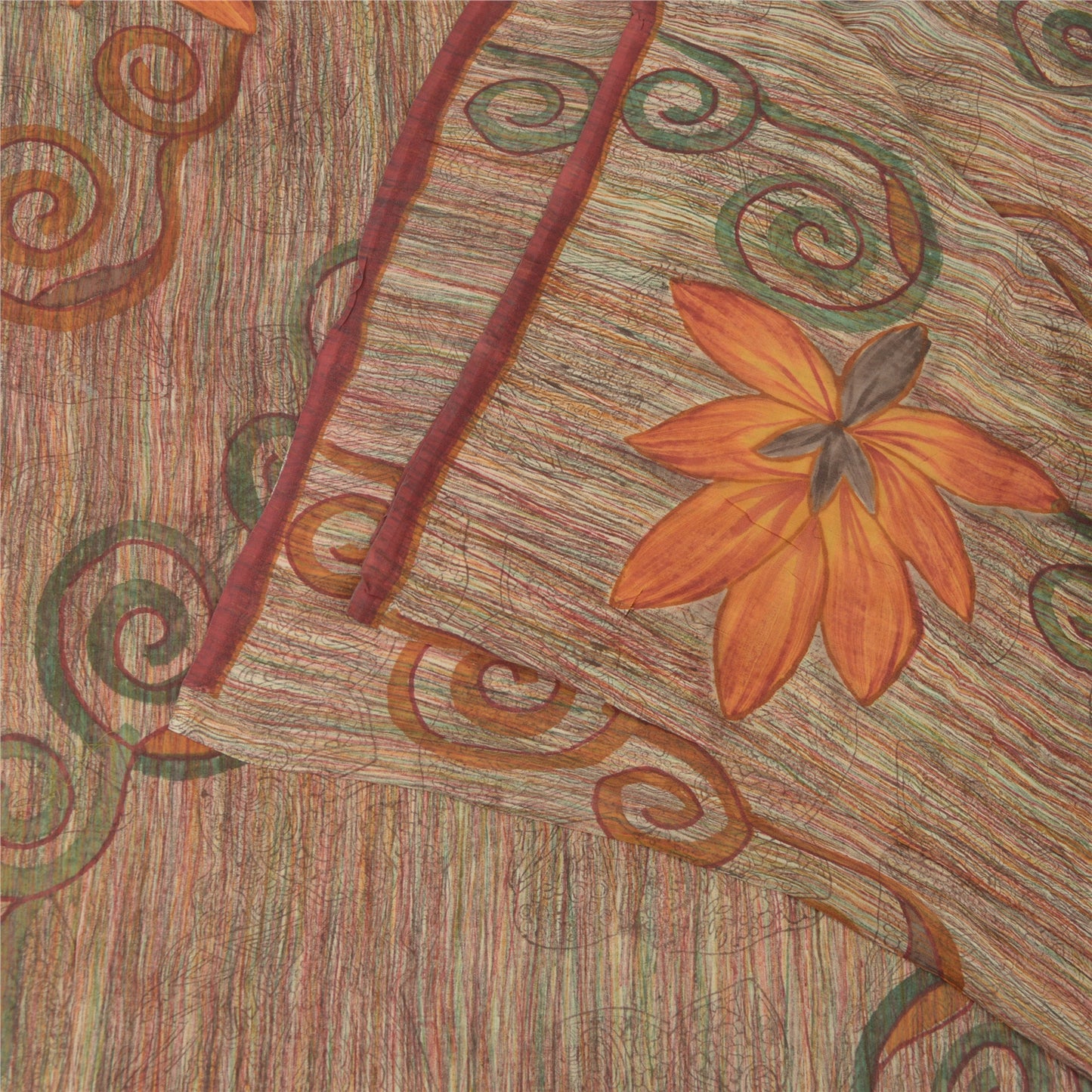 Sanskriti Vintage Indian Sarees Pure Georgette Silk Printed Sari Craft Fabric