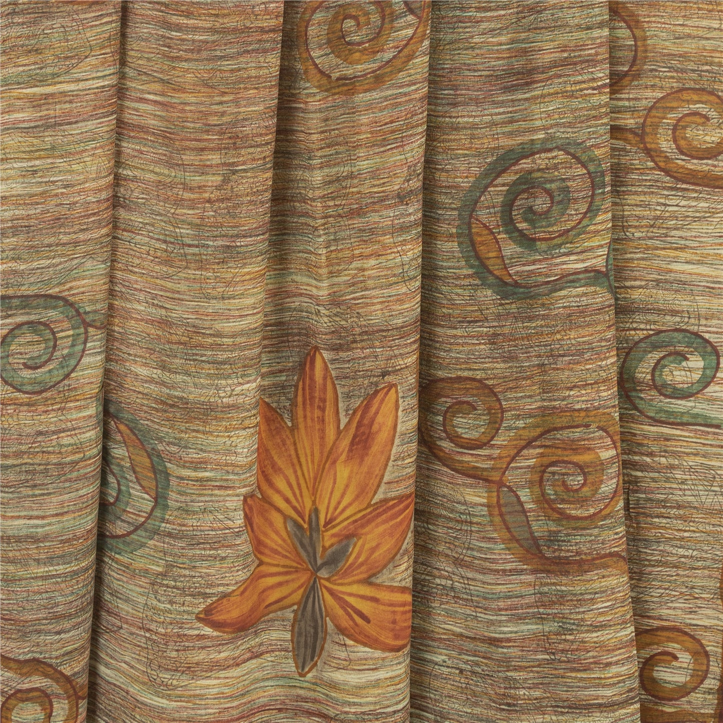 Sanskriti Vintage Indian Sarees Pure Georgette Silk Printed Sari Craft Fabric
