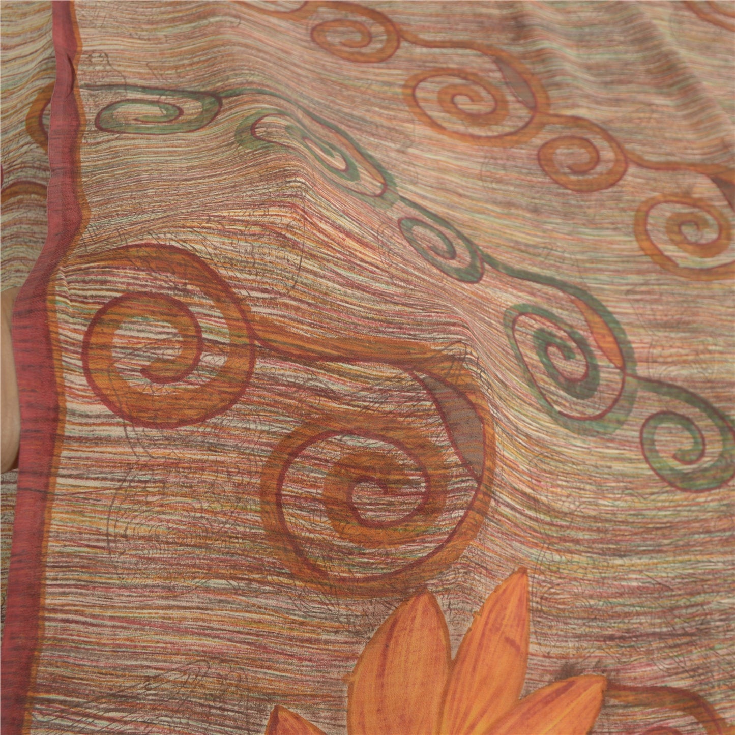 Sanskriti Vintage Indian Sarees Pure Georgette Silk Printed Sari Craft Fabric