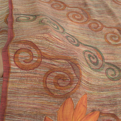 Sanskriti Vintage Indian Sarees Pure Georgette Silk Printed Sari Craft Fabric