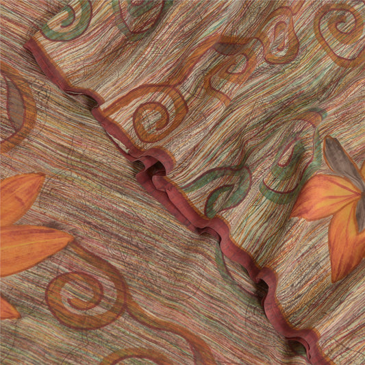 Sanskriti Vintage Indian Sarees Pure Georgette Silk Printed Sari Craft Fabric