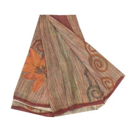 Sanskriti Vintage Indian Sarees Pure Georgette Silk Printed Sari Craft Fabric
