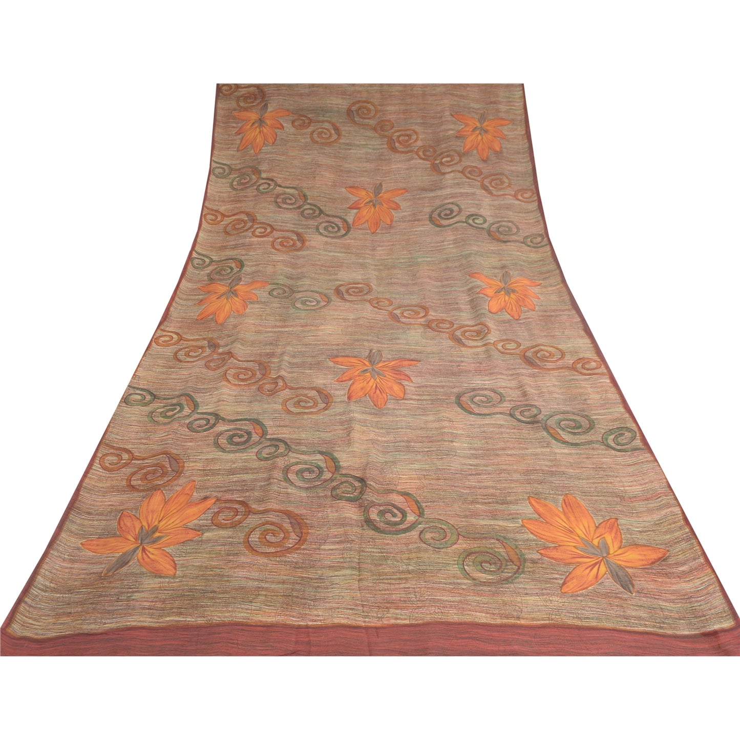 Sanskriti Vintage Indian Sarees Pure Georgette Silk Printed Sari Craft Fabric