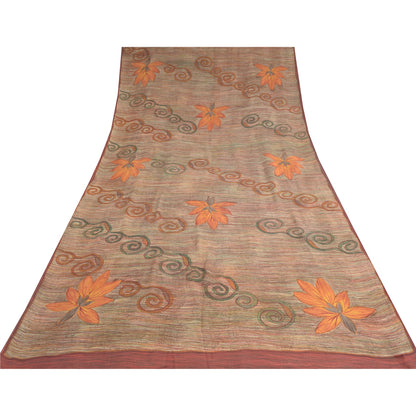 Sanskriti Vintage Indian Sarees Pure Georgette Silk Printed Sari Craft Fabric